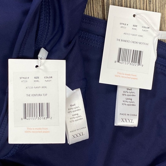 Andie Swim 2 Piece Bikini Swimsuit The Ventura Rib Top & Banded Cheeky Bottom - Picture 6 of 10